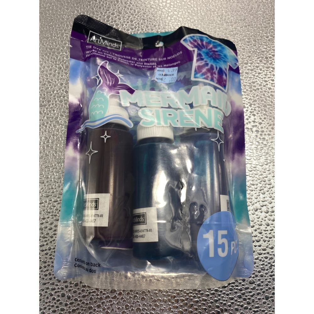 ArtMinds Mermaid Tie Dye Kit 15 Piece Set Purple Teal Blue DIY Fabric Dye